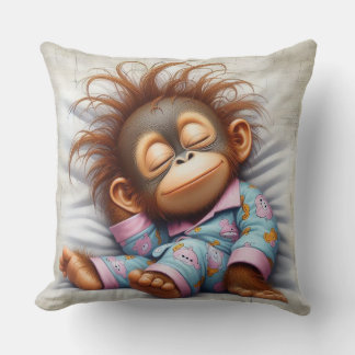 Baby monkey throw pillow