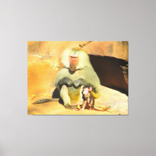Baby Monkey with Mom Canvas Print