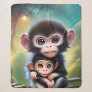 Baby Monkeys Sherpa Blanket