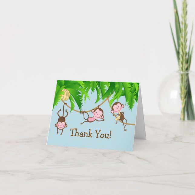 Baby Monkeys Thank You Note Card (Front)