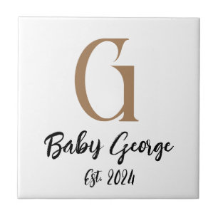 Baby monogram name minimal simple tile