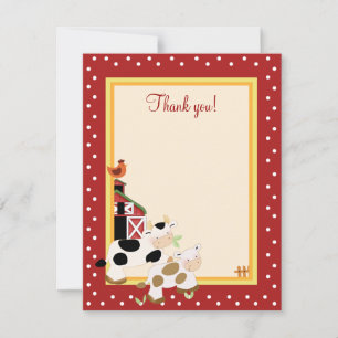 BABY MOO COW (Red) 4x5 Flat Thank you note Card