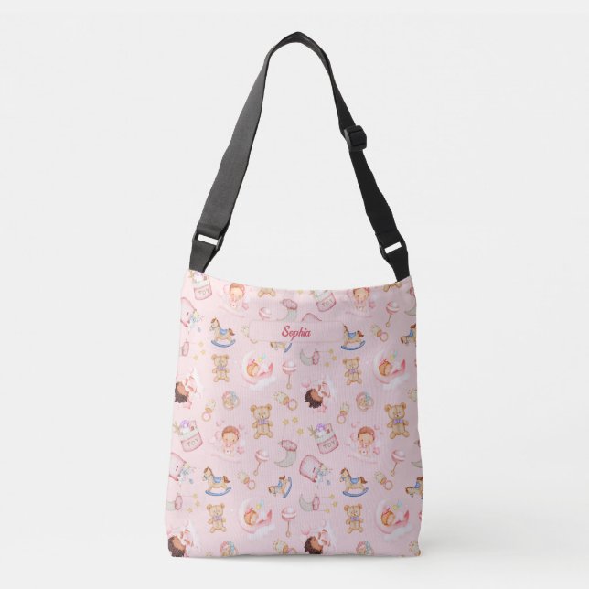 Baby Moon Star Bear Toys Themed Personalized  Crossbody Bag (Front)