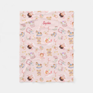 Baby Moon Star Bear Toys Themed Personalized Fleece Blanket