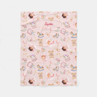 Baby Moon Star Bear Toys Themed Personalized Fleece Blanket