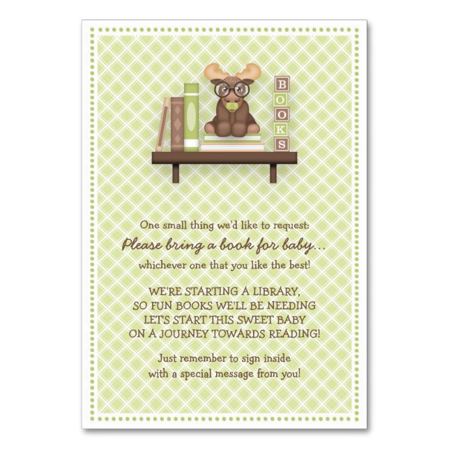 Baby Moose "Apportez un livre" Carte au Baby showe (Par défaut)