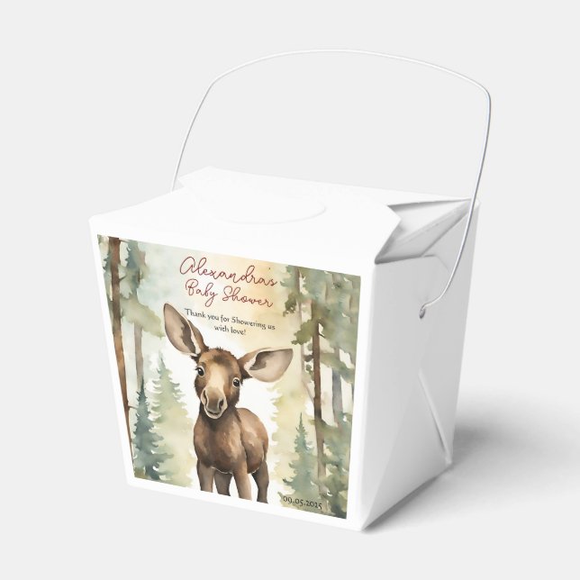 Baby Moose Baby Shower Gender Neutral Favor Box (Front Side)