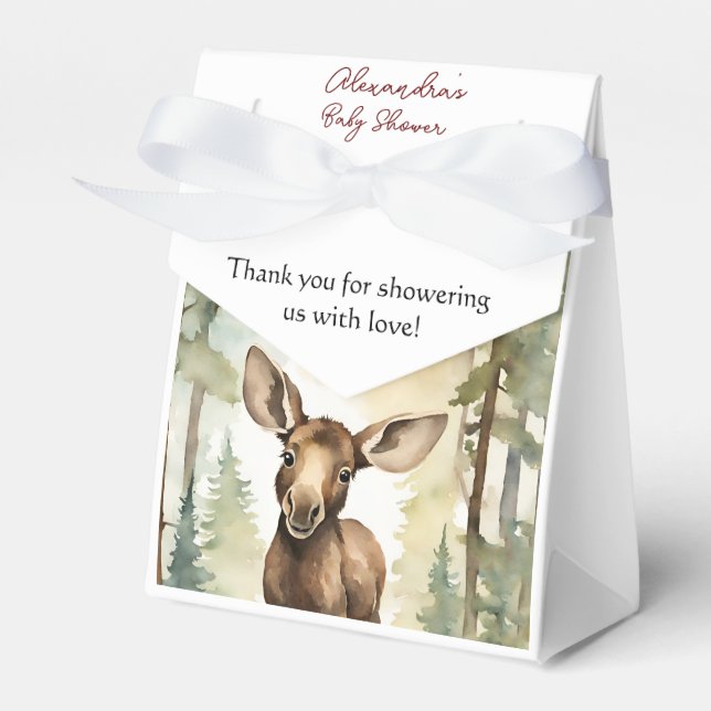 Baby Moose Gender Neutral Baby Shower Favor Box (Front Side)
