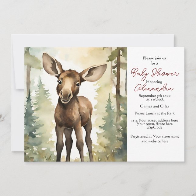 Baby Moose Genre Neutre Baby shower Invitation (Devant)