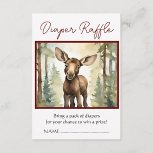 Baby Moose Neutral Baby Shower Diaper Raffle Enclosure Card