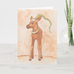 Baby Moose with Holiday Elf Hat Card