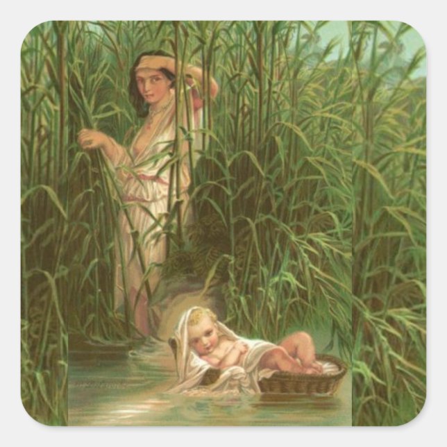 Baby Moses And The River Nile Square Sticker (Front)