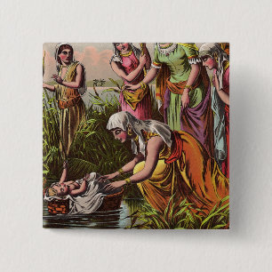 Baby Moses In A Basket 2 Inch Square Button