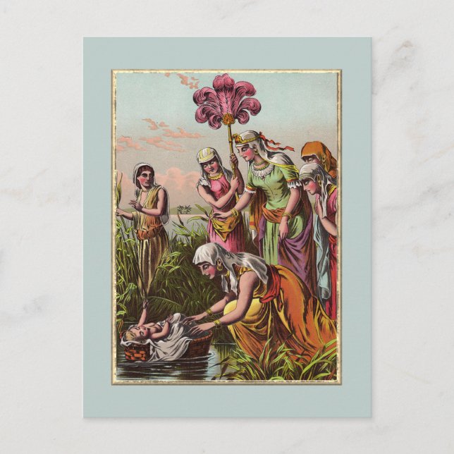 Baby Moses In A Basket Postcard (Front)