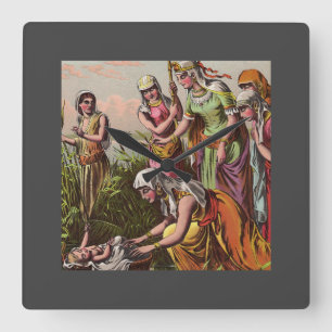 Baby Moses In A Basket Square Wall Clock