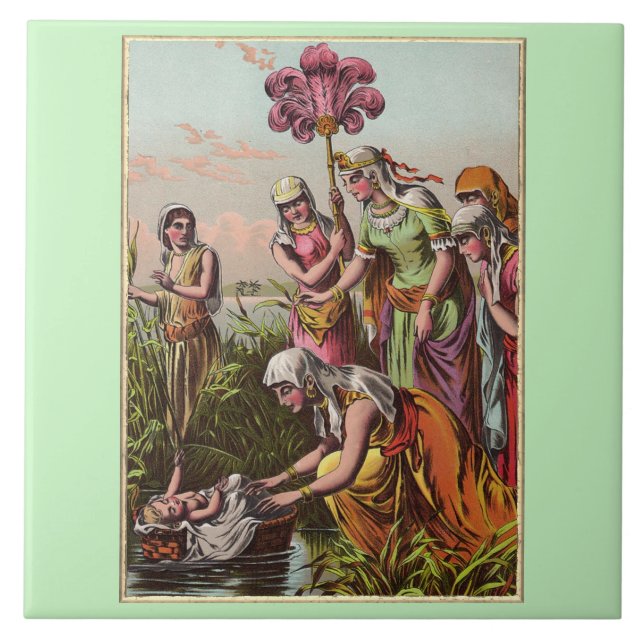 Baby Moses In A Basket Tile (Front)