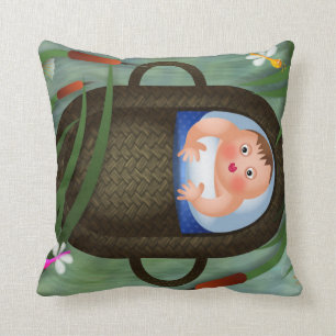 Baby Moses Passover Cartoon Throw Pillow