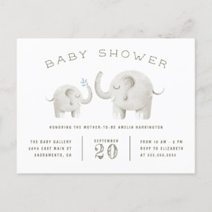 Baby & Mother Elephant Gender Neutral Baby Shower Invitation Postcard