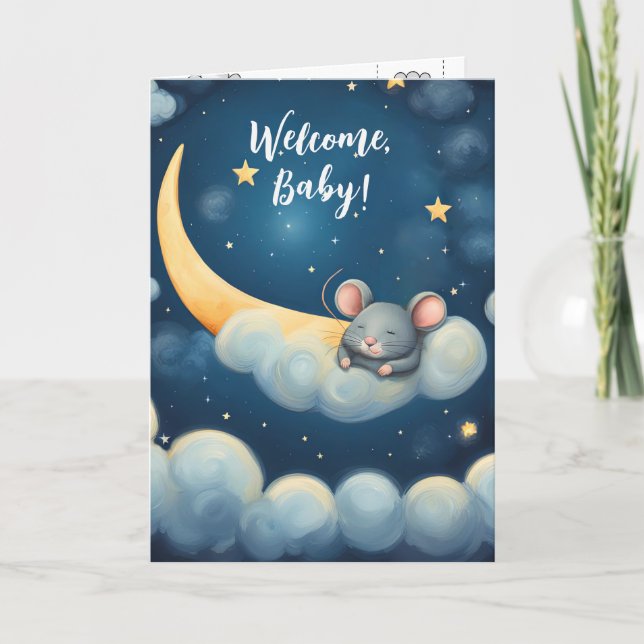 Baby Mouse Sleeping in a Cloud Card (Front)