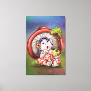 Baby Mushroom and Caterpillar Canvas Print
