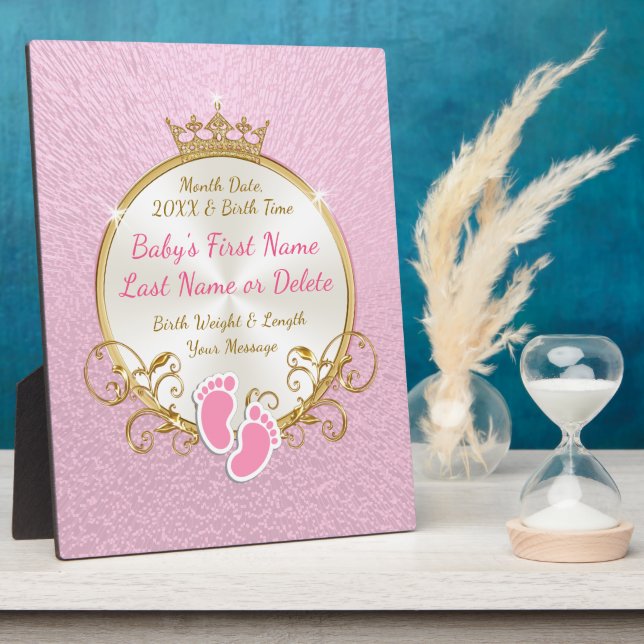 Baby Name Birth Date and Time Plaque in Any COLORS (Side)