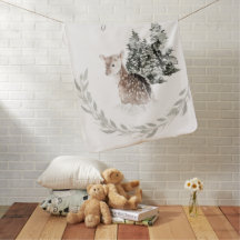 Baby Name Blanket with Baby Deer Christmas