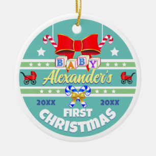 Baby Name First Christmas Unisex Ceramic Ornament