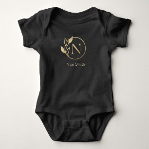 Baby Name Floral Alphabet,N/ Initial Bodysuit