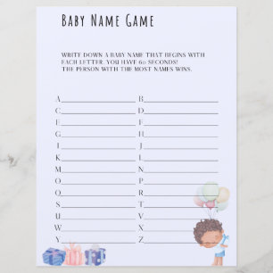 Baby Name Game Baby Shower Game