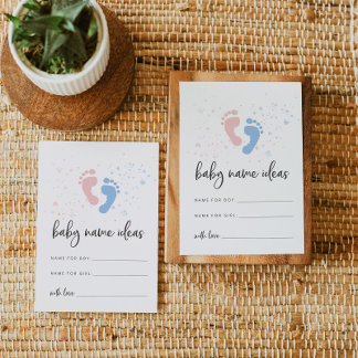 Baby Name Ideas Card For Baby Shower Gender Reveal