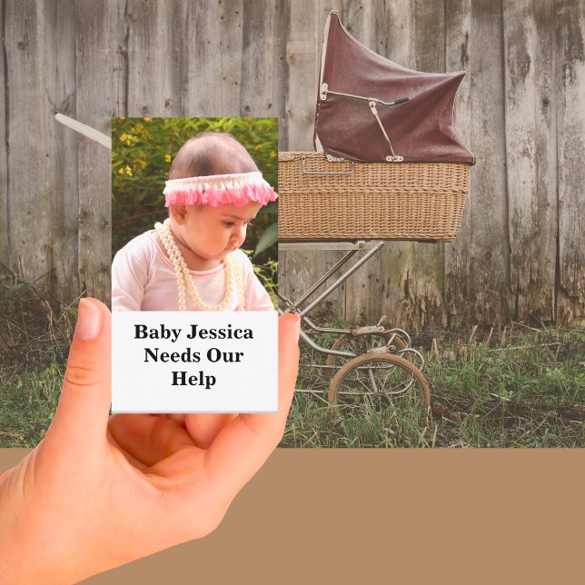 Baby Name Needs Our Help Donate QR code Card (Creator Uploaded)