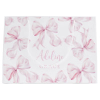 Baby Name Pink Bow Gift Bag