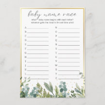 Baby Name Race Baby Animals Baby Shower Game