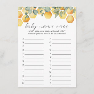 Baby Name Race Bee Baby Shower Game Enclosure Card