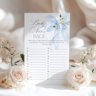Baby name race Blue Bow Floral baby shower game