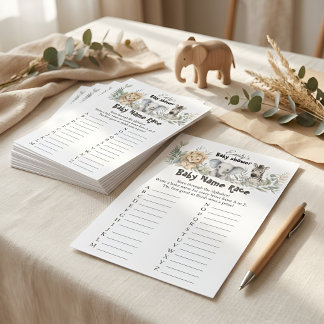 Baby Name Race Game | Safari Animals Baby Shower