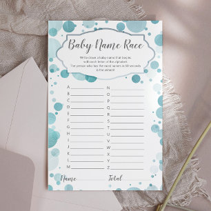 "Baby Name Race" Trendy Blue Boy Shower Game