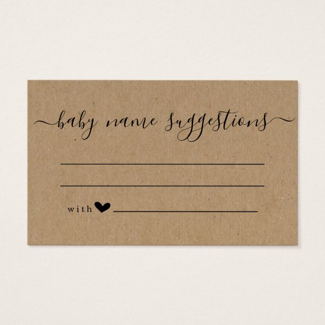 Baby Name Suggestions Card for Baby Shower (Front)