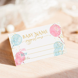 Baby Name Suggestions Card for Baby Shower