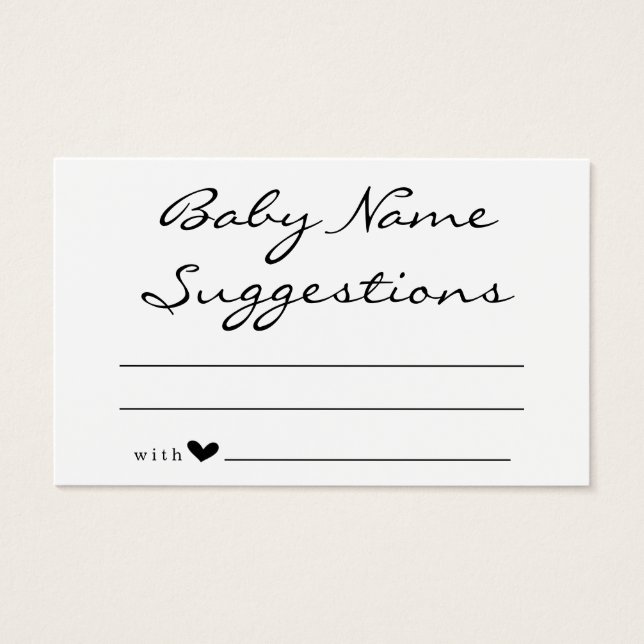 Baby Name Suggestions Card pour Baby shower (Devant)