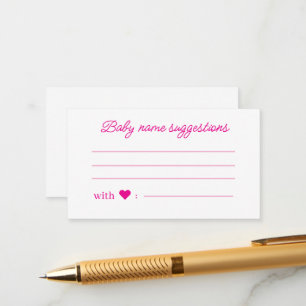 Baby name suggestions, pink minimalist baby shower enclosure card