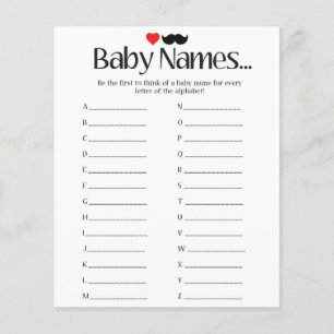 Baby names - baby shower games