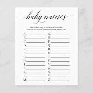 Baby Names Minimalist Baby Shower Game