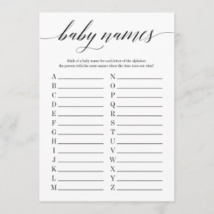 Baby Names Minimalist Baby Shower Game Program
