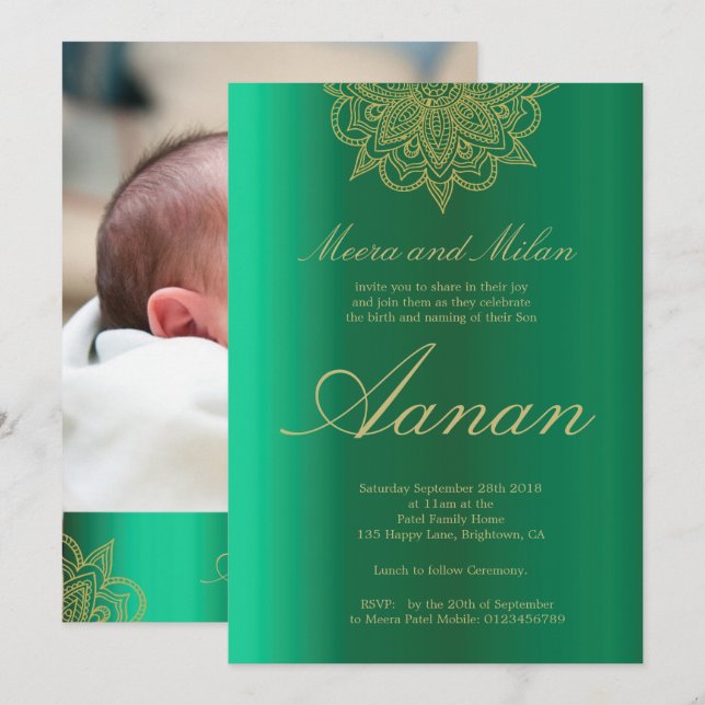 Baby Naming Namkaran Photo Ceremony Invitation (Front/Back)