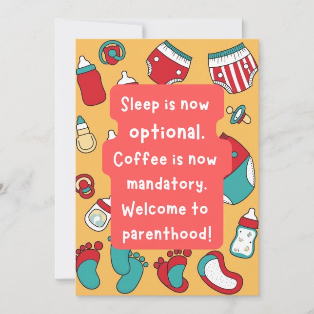 Baby New Card, Humour Edition. Invitation (Front)
