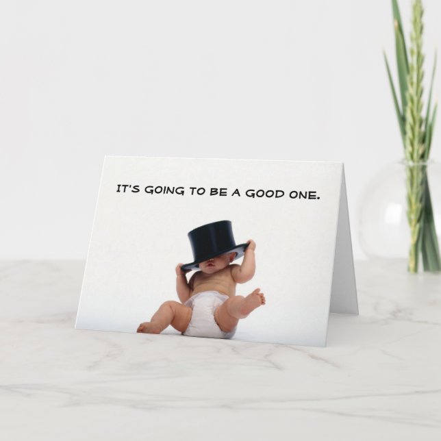 Baby New Year with Top Hat Invitation (Front)