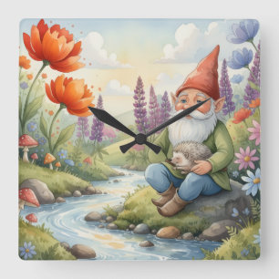 Baby nursery clock Whimsical gnome hedgehog