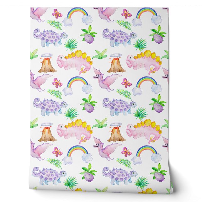 Baby Nursery Dinosaur Seamless Pattern  Wallpaper (Unrolling)