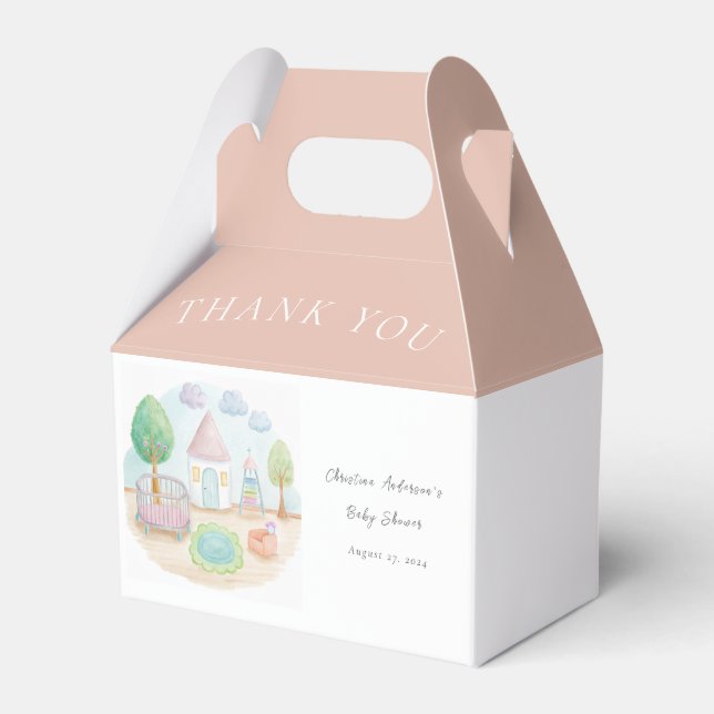 Baby Nursery Essential Cute Pastel Baby Shower Favor Box (Front Side)